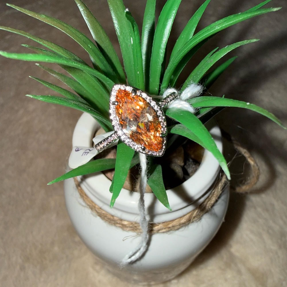Bomb Party - Radiant Orange Gemstone Ring - Size 9